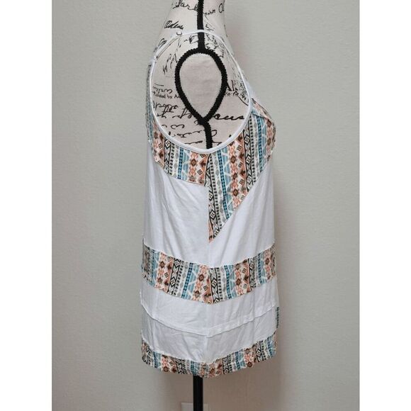 ☀️ VERSONA Boho Geo Print White Halter Top SIZE XS - Picture 3 of 9
